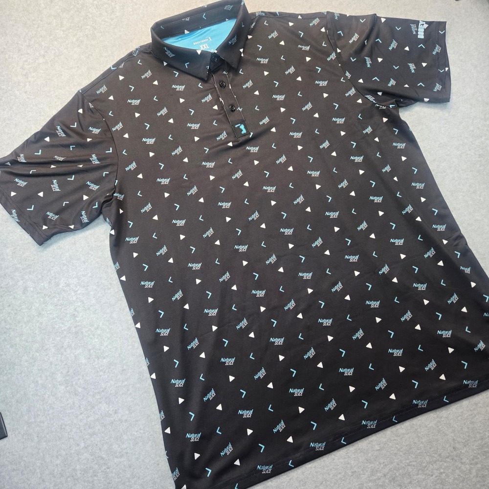 Bogey Bros Mens XXL Natural Slice Golf Polo Shirt Black Short Sleeve Performance